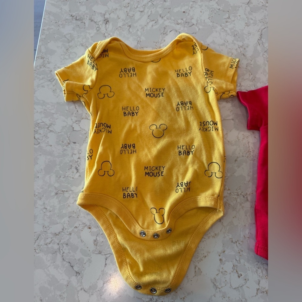 6-9M Disney onesies - Mickey Mouse Red and Yellow Baby Onesies, set of 2 - Picture 4 of 8